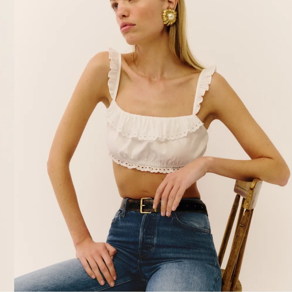 Reformation Romee Cropped White Top